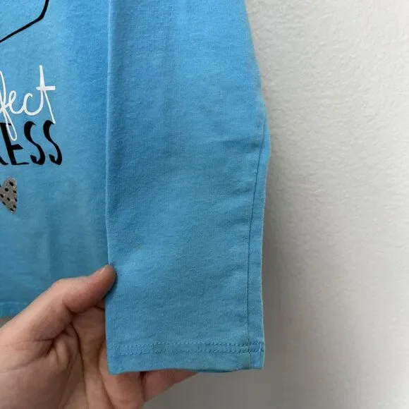 Okie Dokie | Blue Sparkle Purrrfect Princess Kitty Cat Long Sleeve Top Girl 4 - Picture 5 of 7